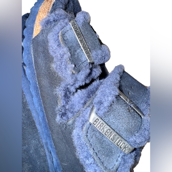 BIRKENSTOCK Arizona blue fur suede sandals women’s shoes size 41 10 10.5 - Picture 7 of 17